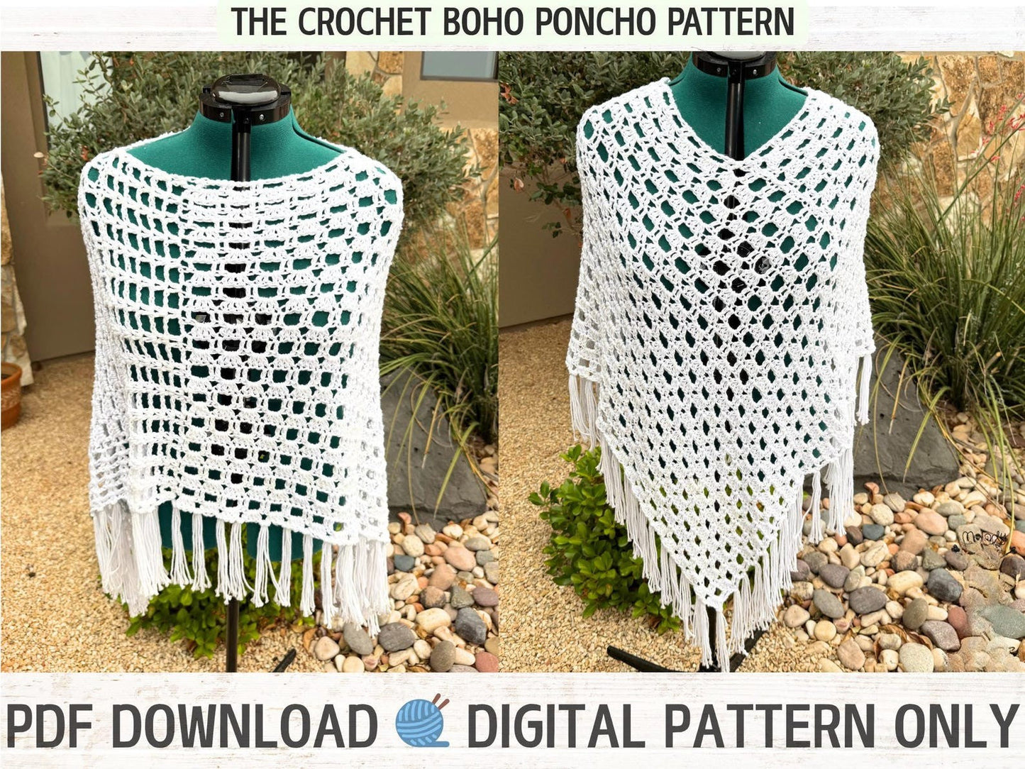 Easy Beginner Boho Poncho Crochet Pattern