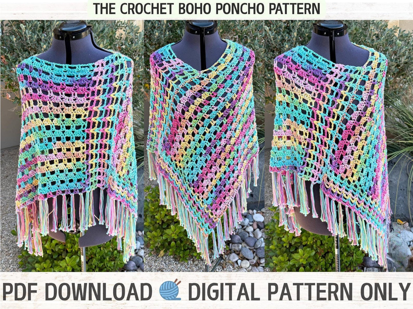 Easy Beginner Boho Poncho Crochet Pattern