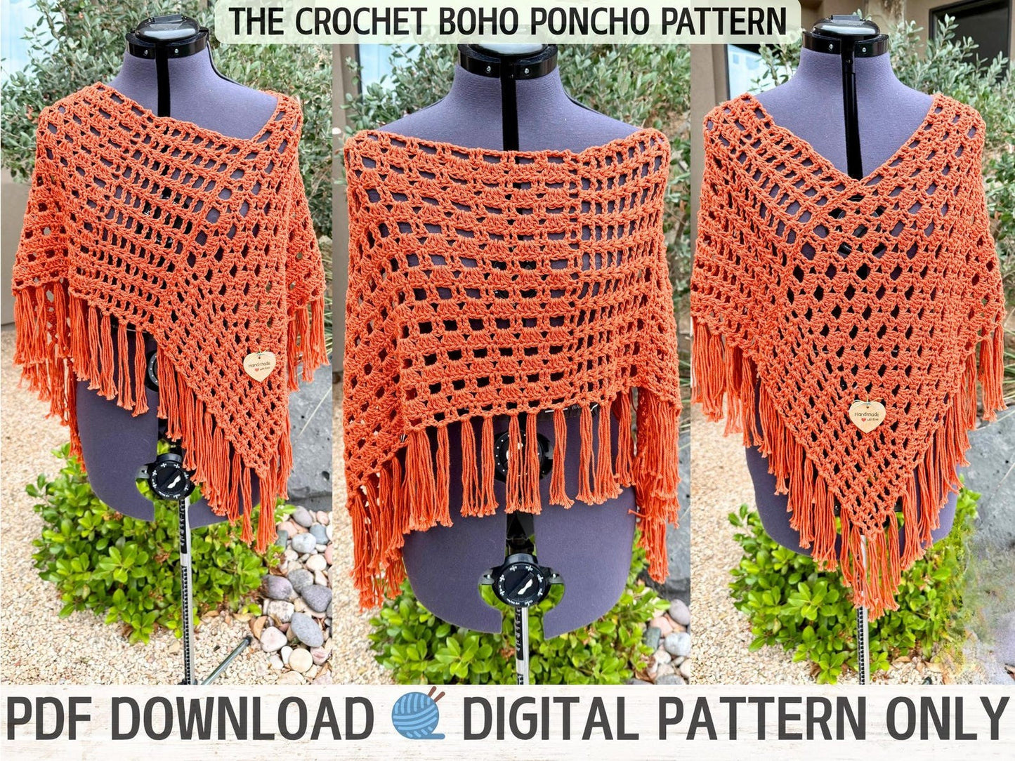 Easy Beginner Boho Poncho Crochet Pattern