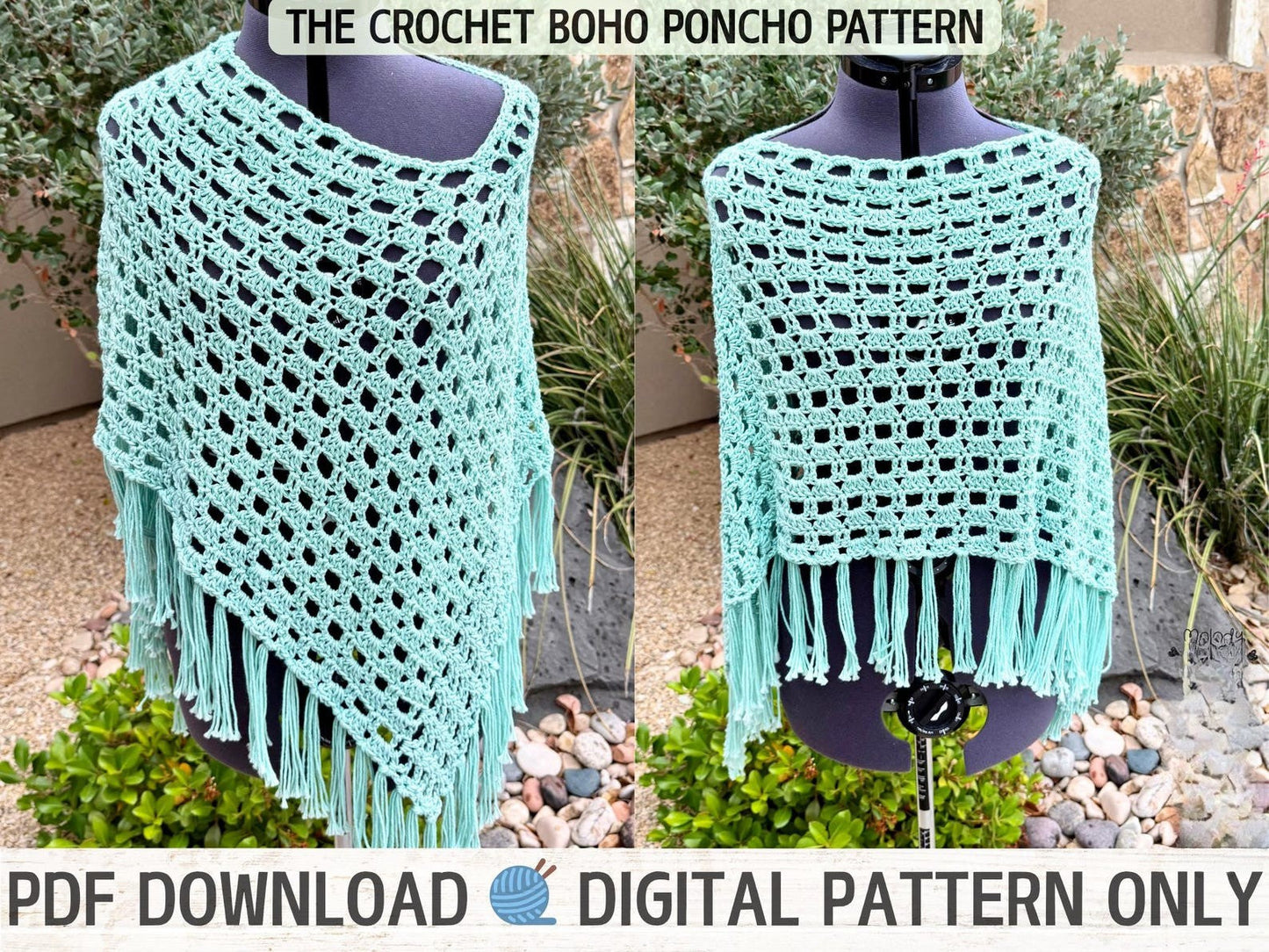 Easy Beginner Boho Poncho Crochet Pattern