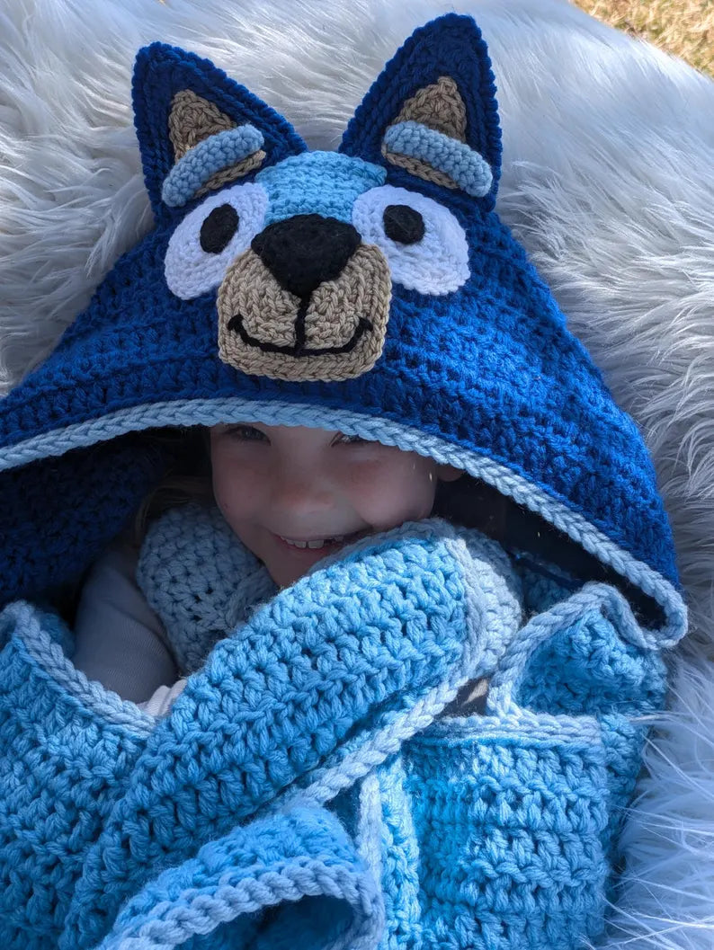Blue Heeler Hooded Blanket Crochet Pattern