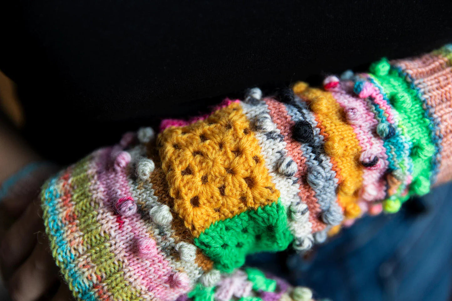 Bobble Pop Hand Warmers Knitting Pattern