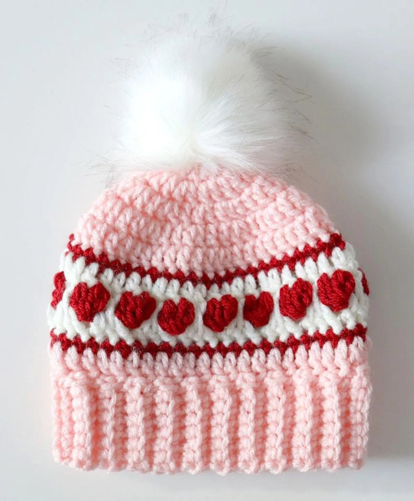 Hearts Striped Hat Crochet Pattern