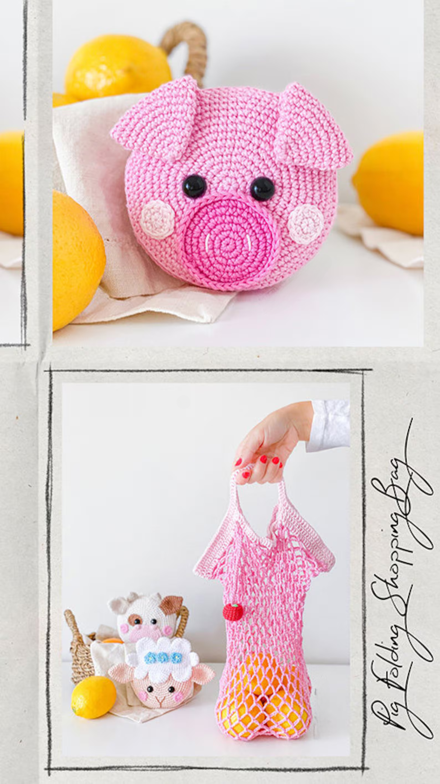 Farm Folding Shopping Bags Crochet Pattern