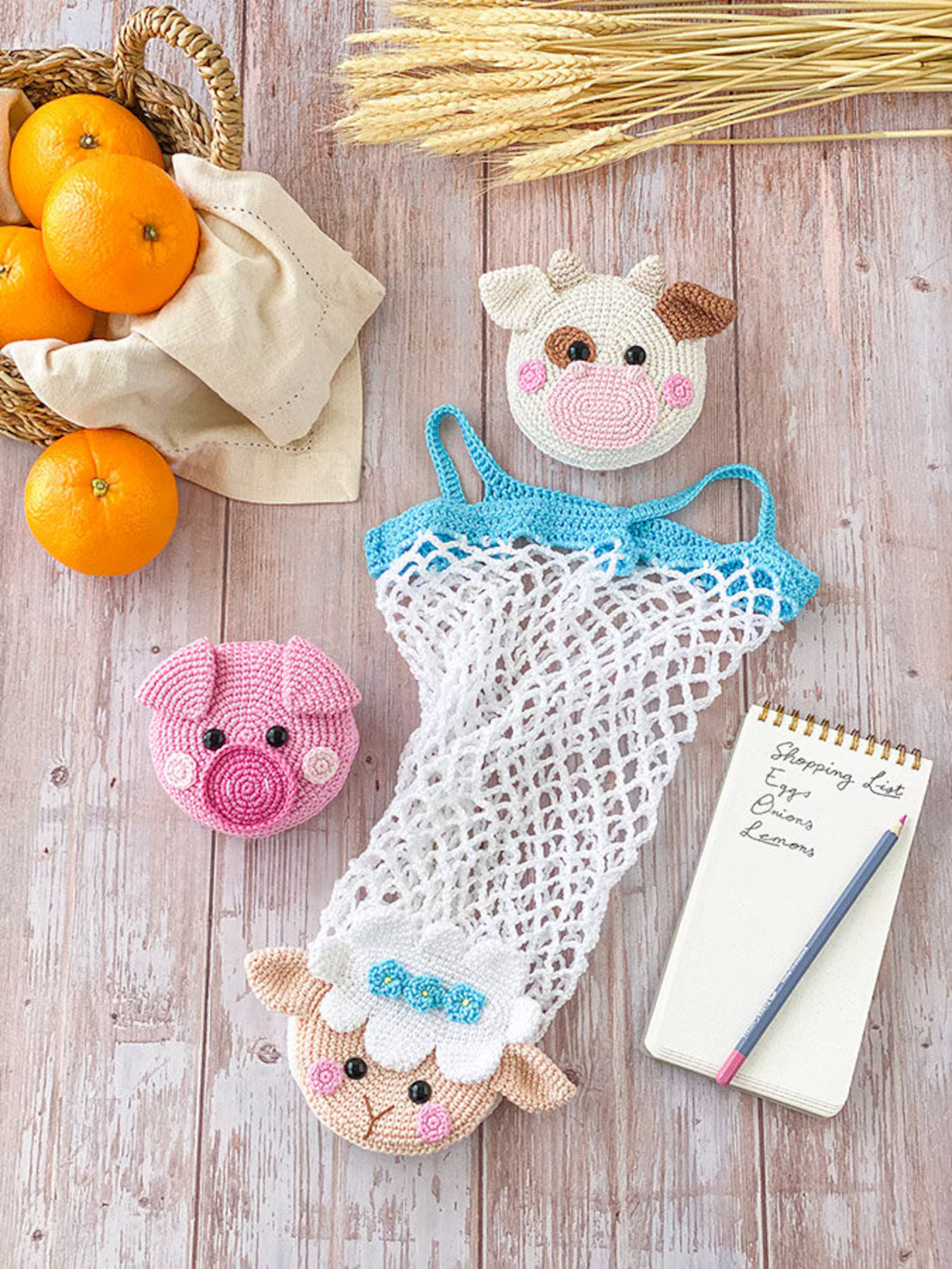 Farm Folding Shopping Bags Crochet Pattern