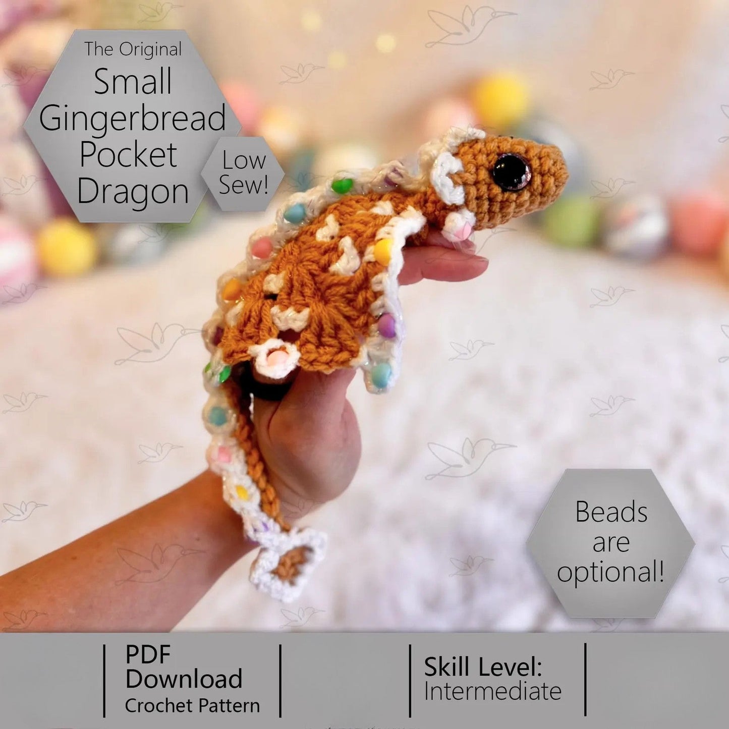 Small Gingerbread Dragon Crochet Pattern
