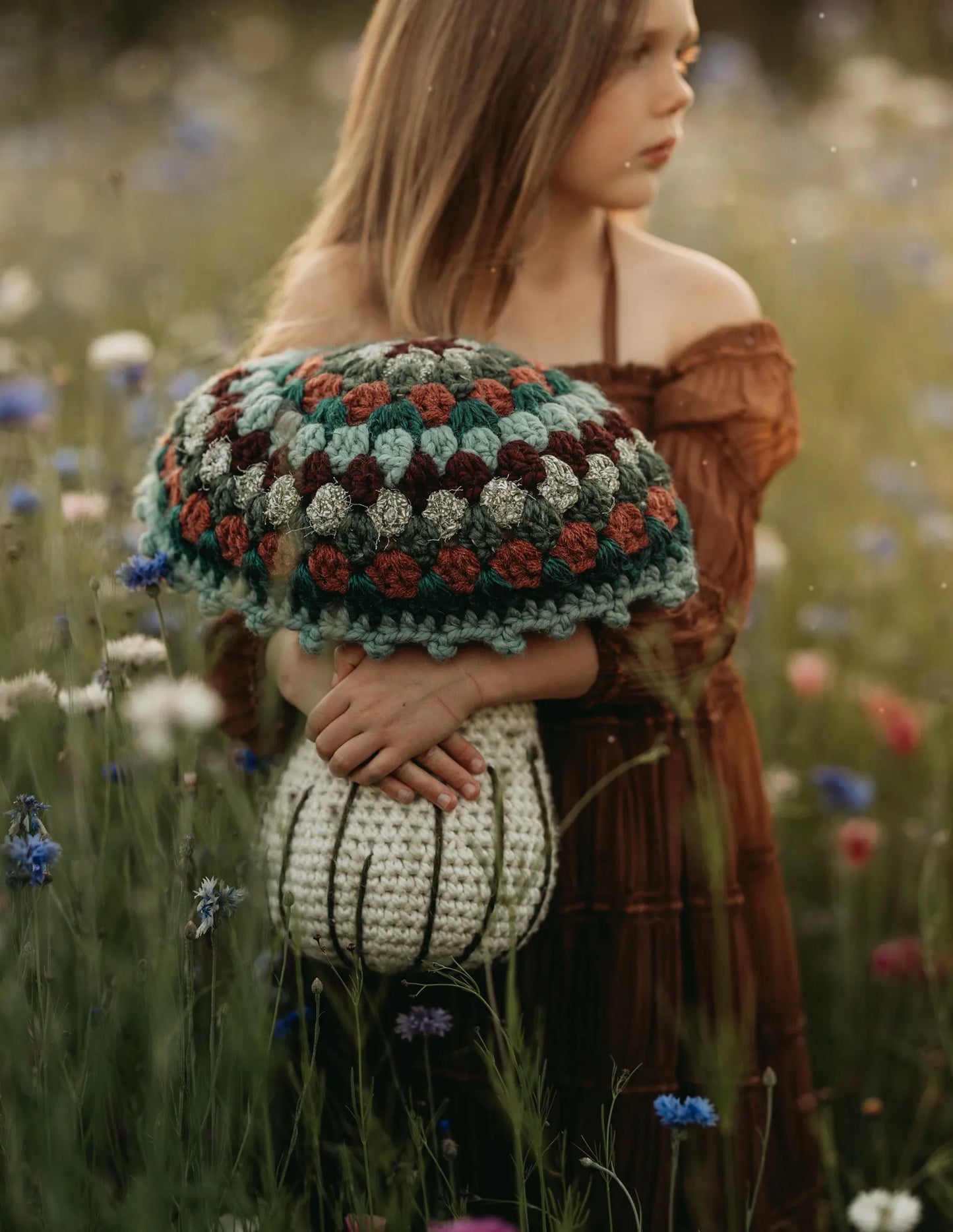 Granny Flora Mushroom Pillow Crochet Pattern