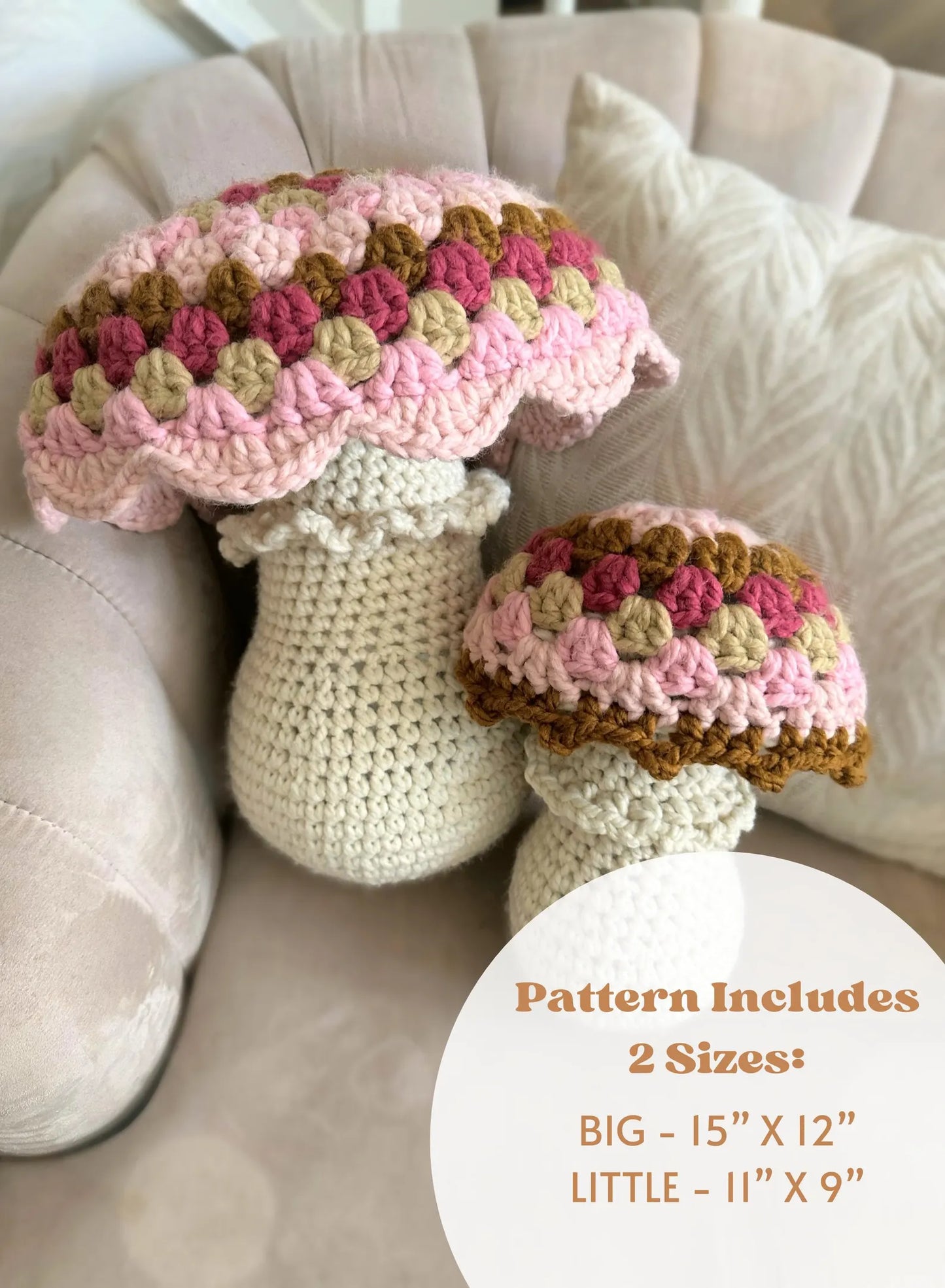 Granny Flora Mushroom Pillow Crochet Pattern