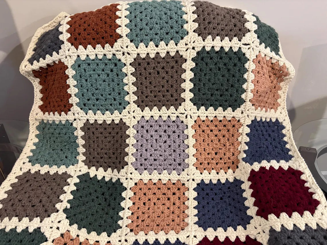 Granny's Bulky Patchwork Throw Crochet Pattern