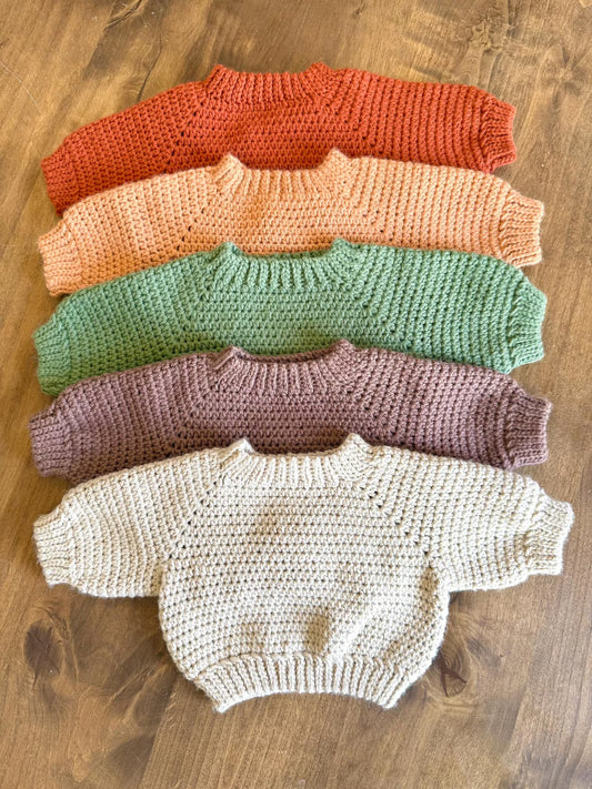 Oversized Raglan Baby Sweater Crochet Pattern