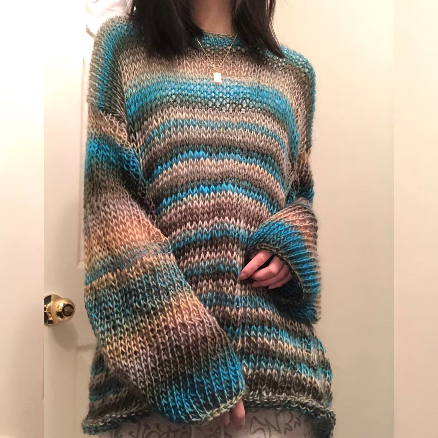 Basic Open Knit Sweater Knitting Pattern