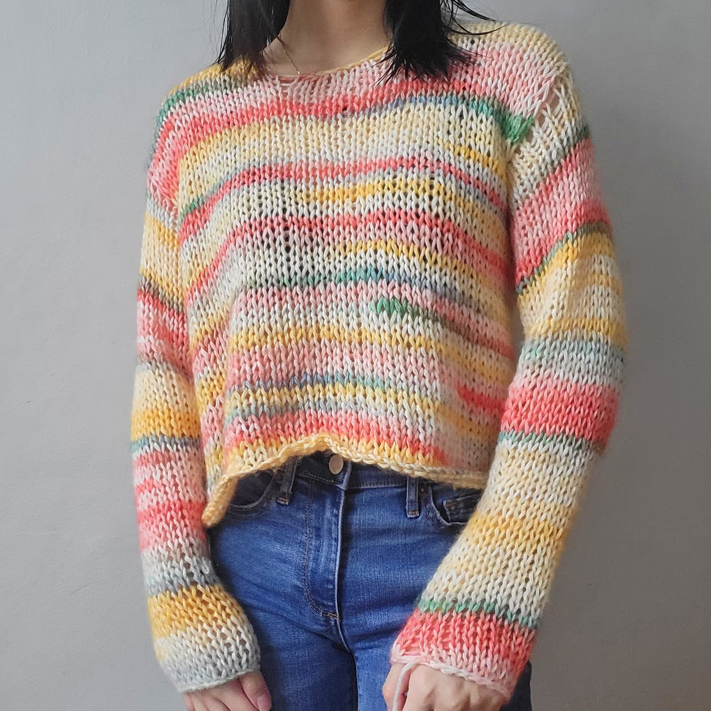 Basic Open Knit Sweater Knitting Pattern