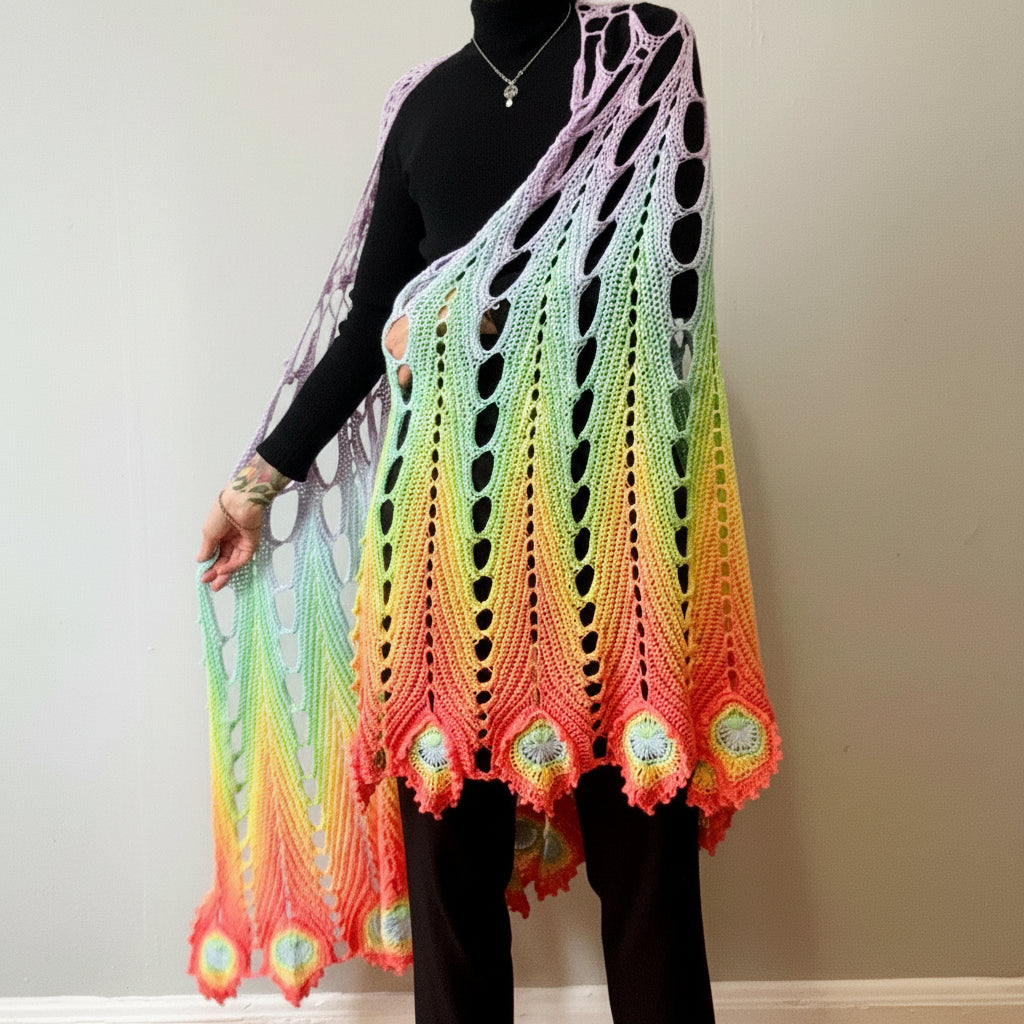 Peacock Feather Shawl Crochet Pattern