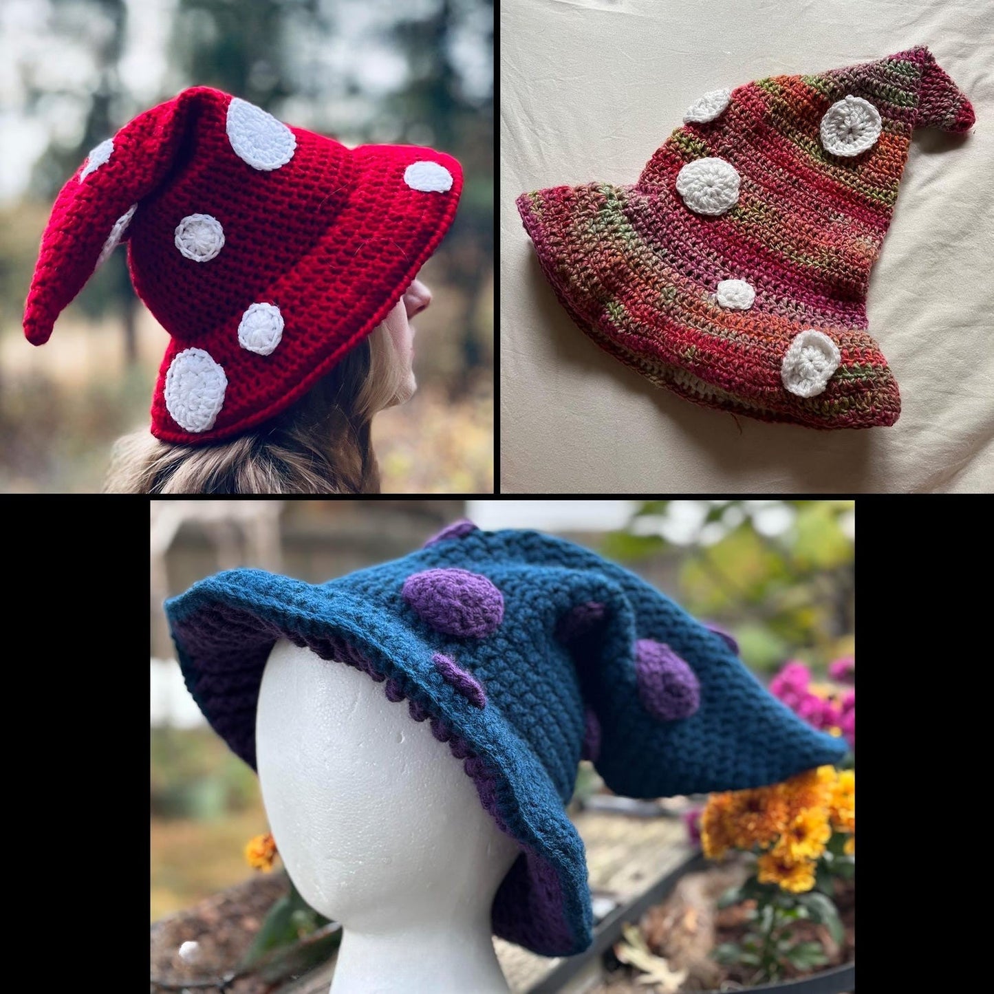 Slouchy Mushroom Witch Hat Crochet Pattern