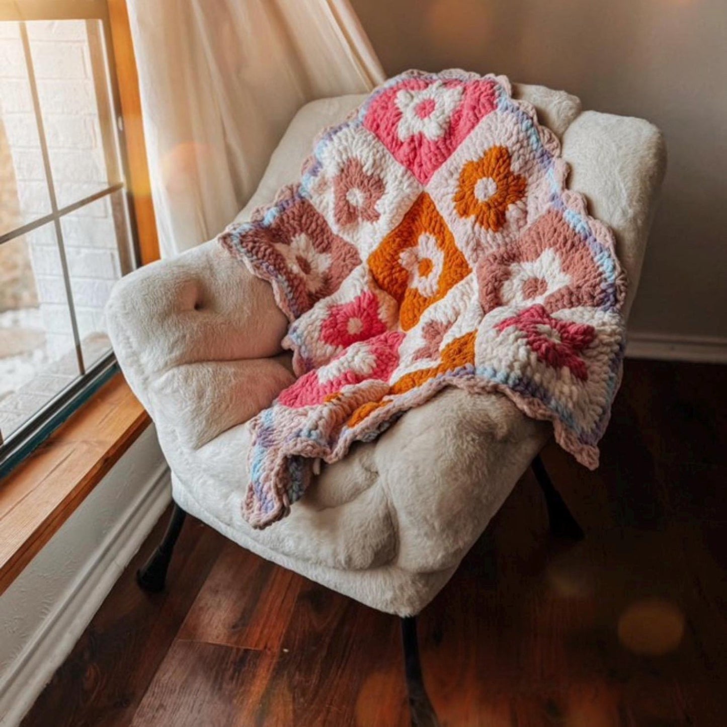 Daisy Granny Square Blanket Crochet Pattern