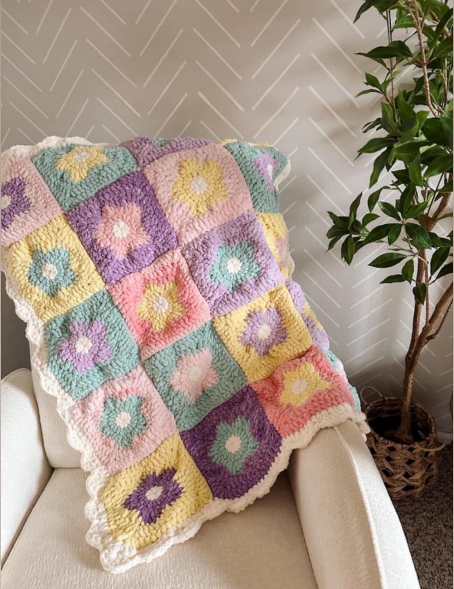 Daisy Granny Square Blanket Crochet Pattern