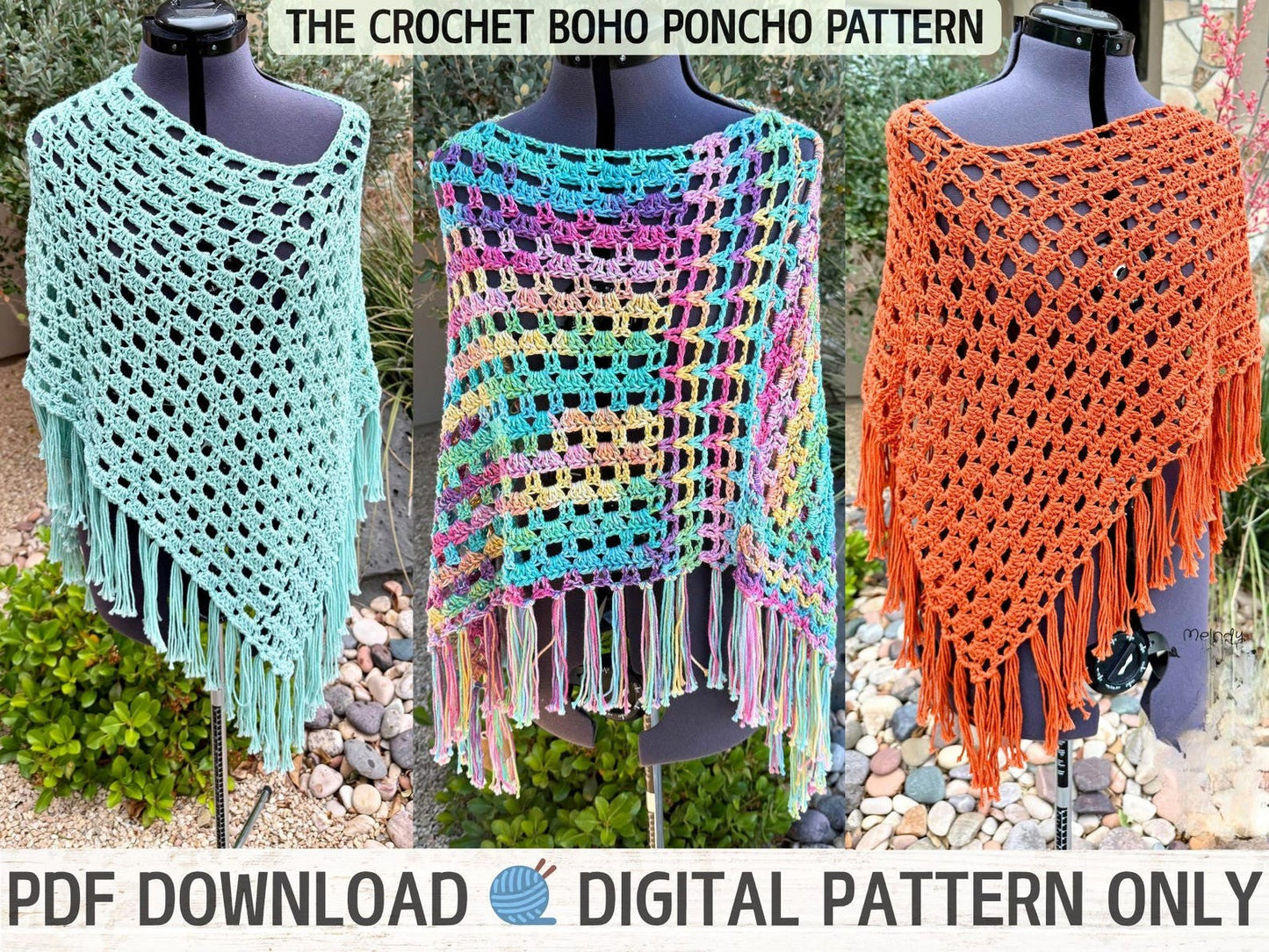 Easy Beginner Boho Poncho Crochet Pattern