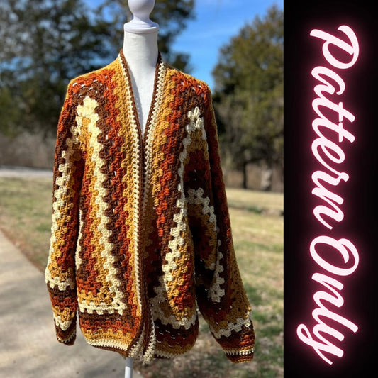 Four-Color Hexagon Cardigan Crochet Pattern