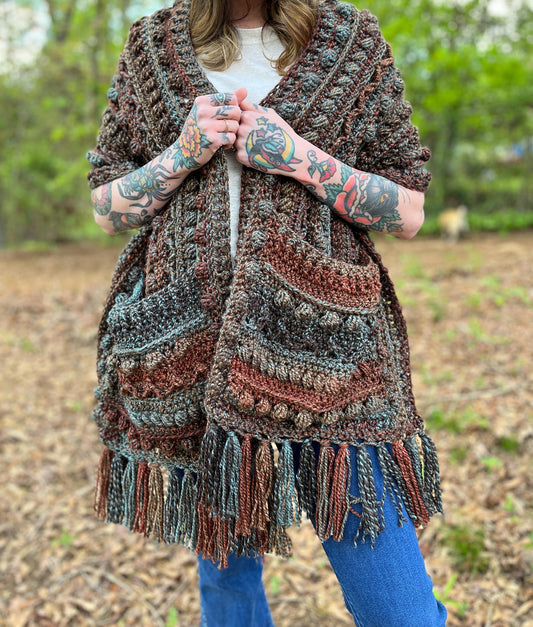 Fable Pocket Shawl with Hood Crochet Pattern