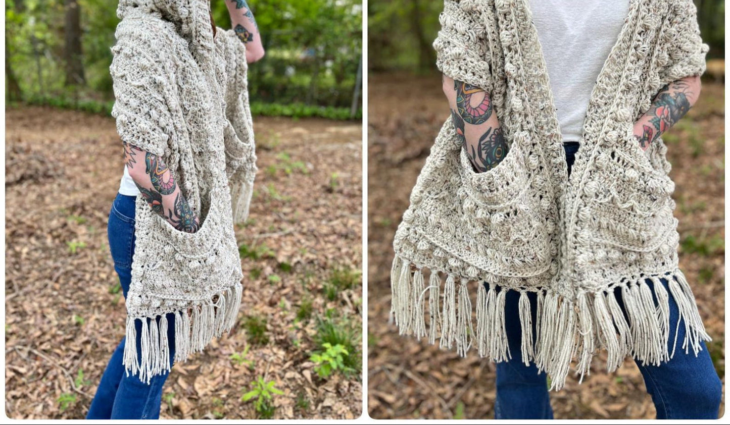 Fable Pocket Shawl with Hood Crochet Pattern