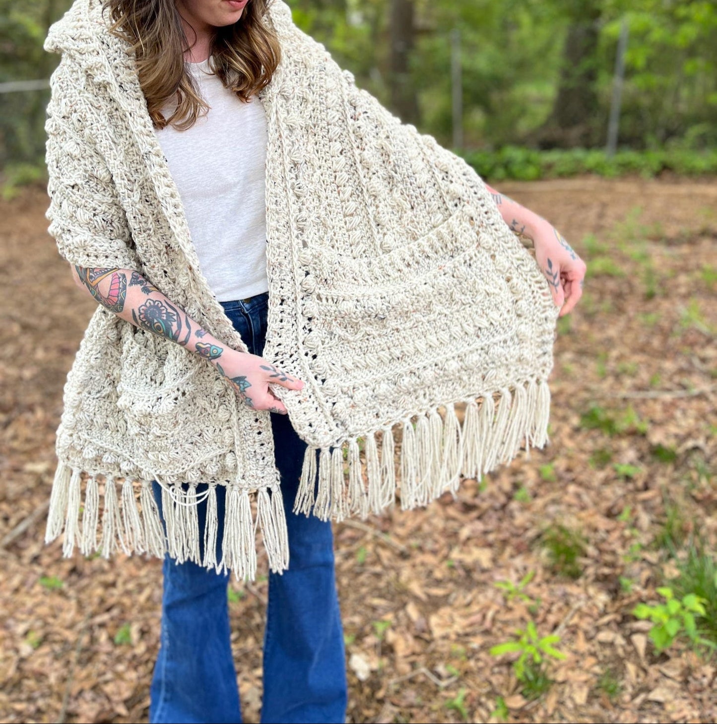 Fable Pocket Shawl with Hood Crochet Pattern