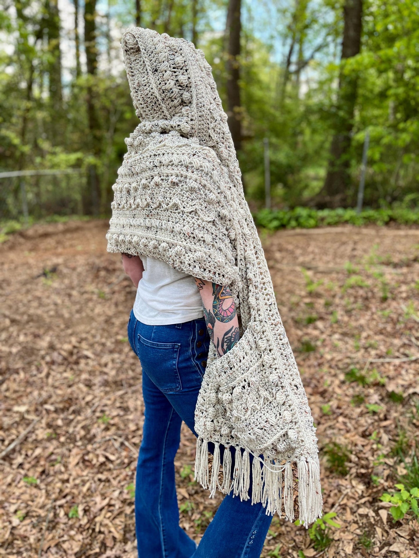 Fable Pocket Shawl with Hood Crochet Pattern