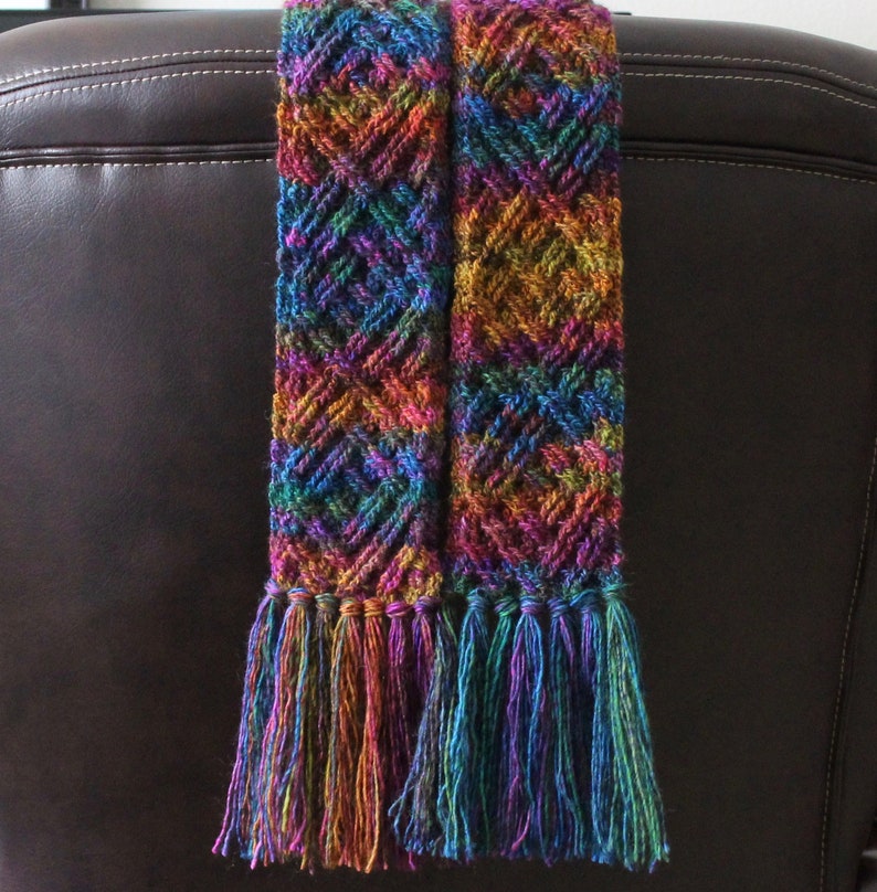 Celtic Diamonds Braided Cable Scarf Crochet Pattern for Men and Women