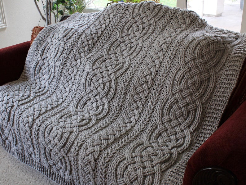 Irish Lullaby Cable Blanket Crochet Pattern