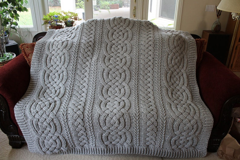 Irish Lullaby Cable Blanket Crochet Pattern