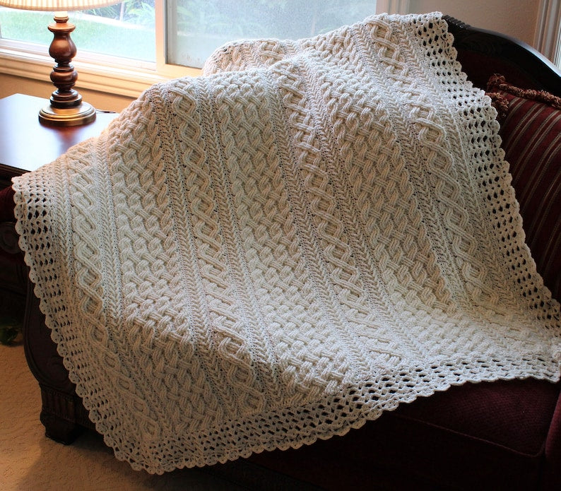 Braemar Cable Braided Blanket Crochet Pattern