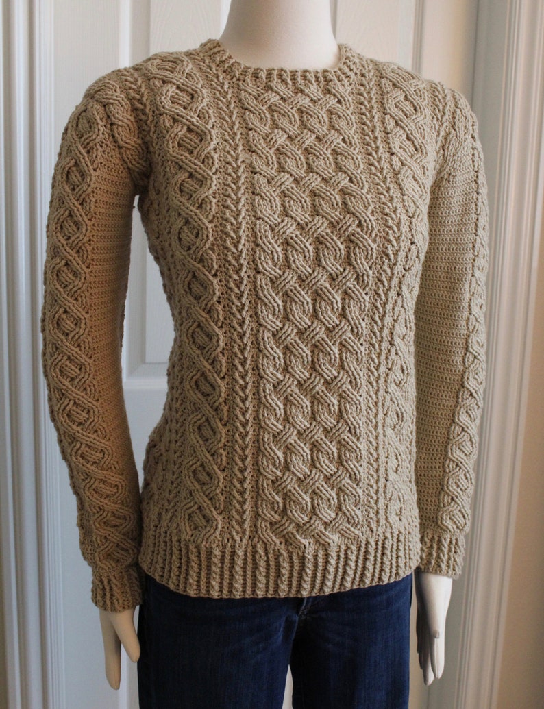 Braemar Cable Sweater Cable Pullover Crochet Pattern for Women