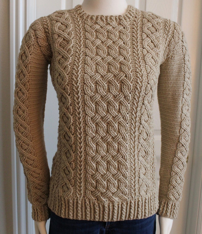 Braemar Cable Sweater Cable Pullover Crochet Pattern for Women
