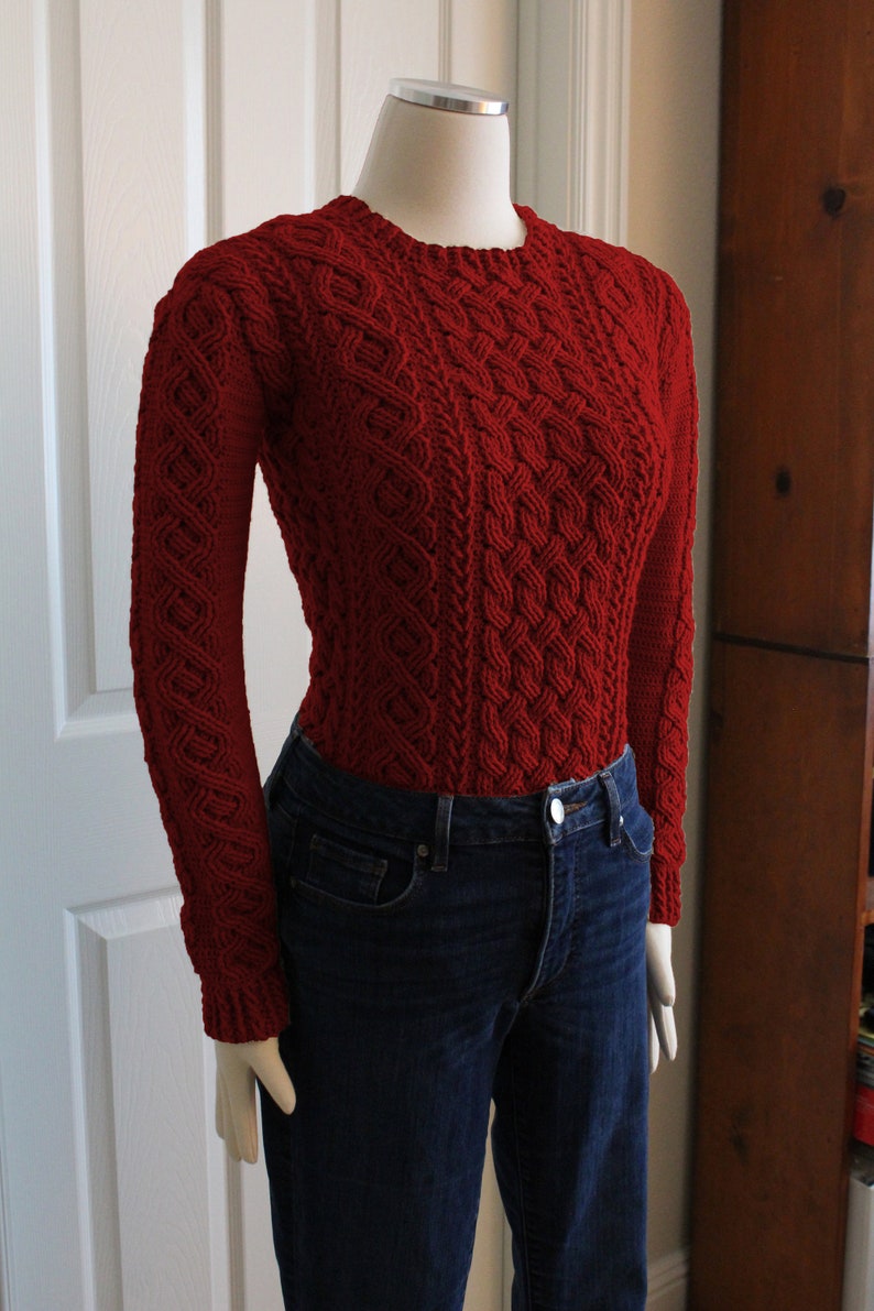 Braemar Cable Sweater Cable Pullover Crochet Pattern for Women