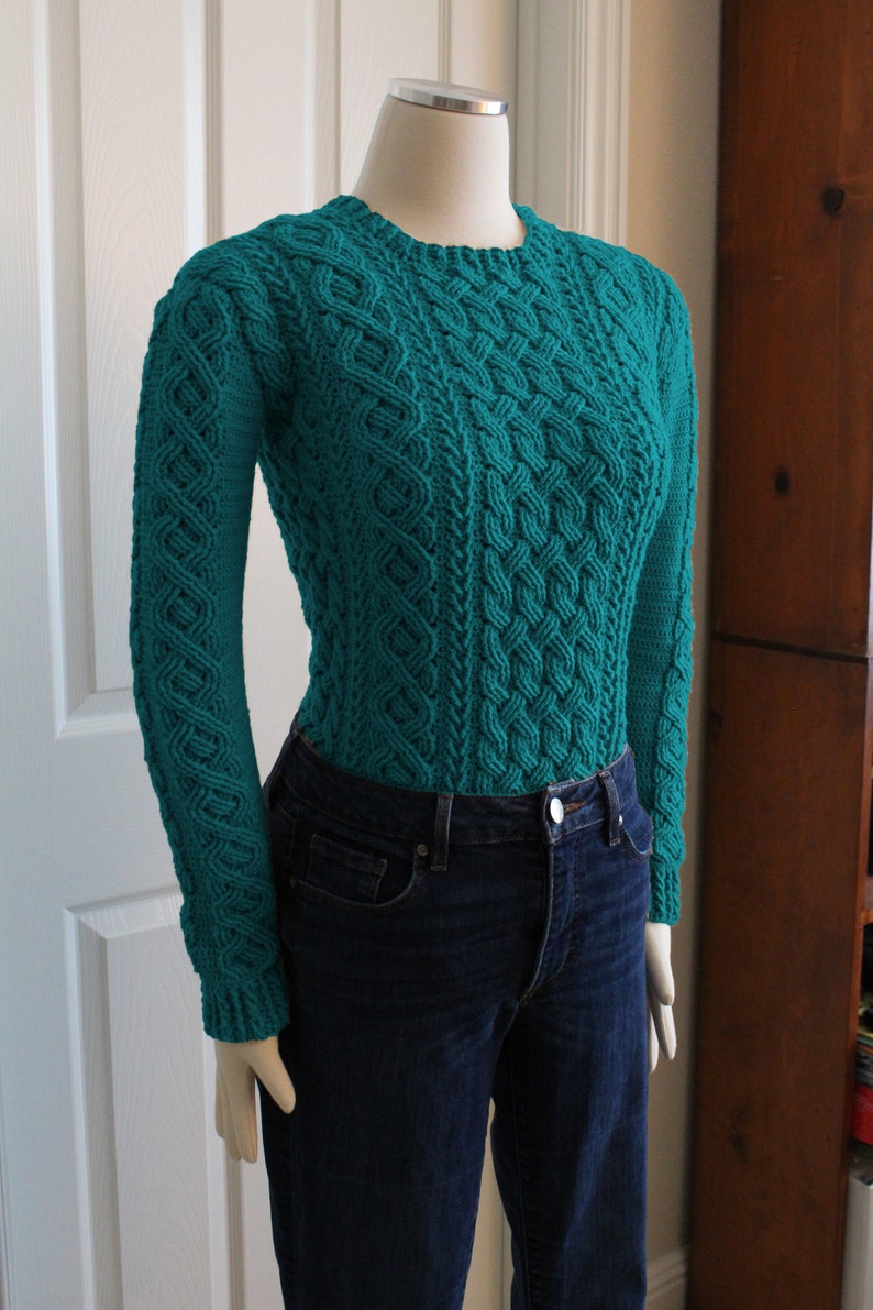Braemar Cable Sweater Cable Pullover Crochet Pattern for Women