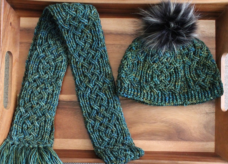 Aberdeen Castle Braided Cable Scarf Hat Crochet Pattern for Men and Women