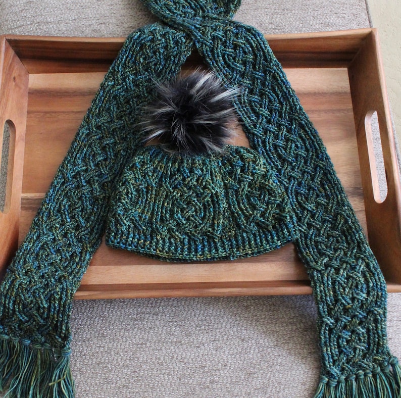 Aberdeen Castle Braided Cable Scarf Hat Crochet Pattern for Men and Women