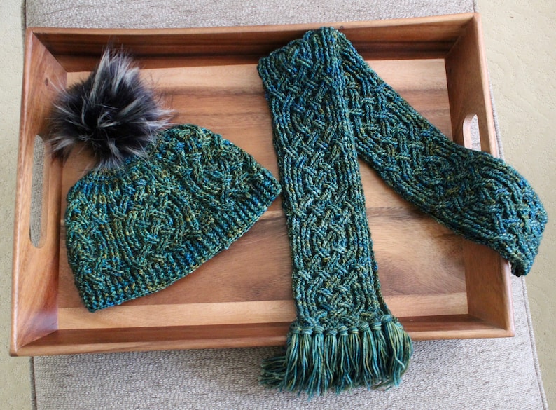 Aberdeen Castle Braided Cable Scarf Hat Crochet Pattern for Men and Women