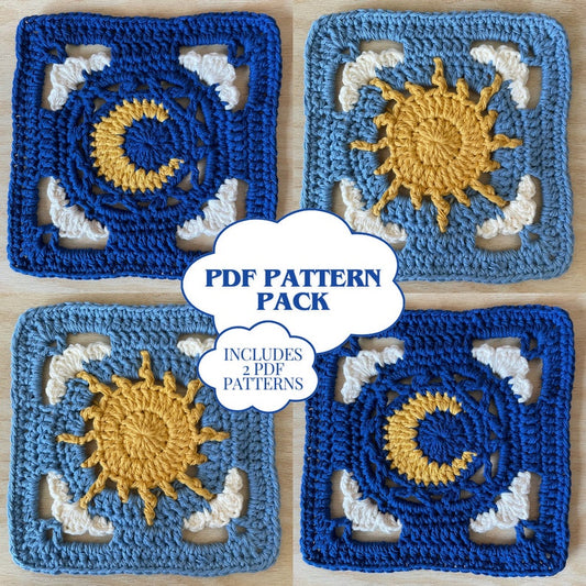 Cloudy Day and Night granny square Crochet pattern