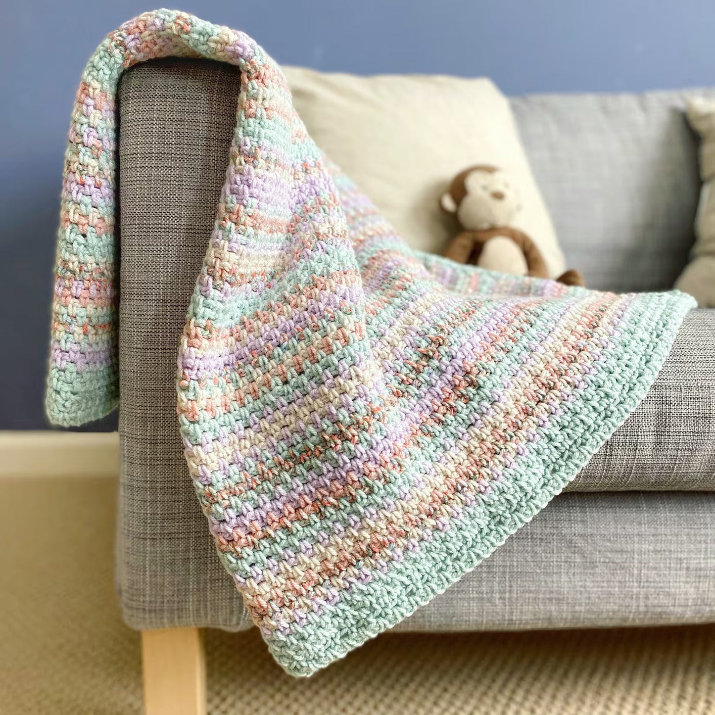 Marble Moss Stitch Blanket Pattern