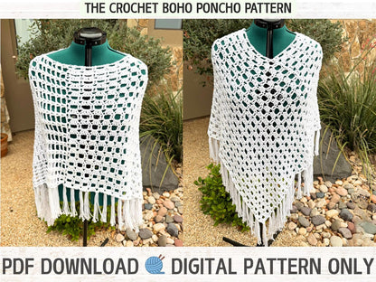 Easy Beginner Boho Poncho Crochet Pattern