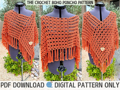 Easy Beginner Boho Poncho Crochet Pattern