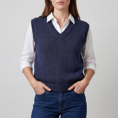 V-Neck Slipover Vest Knitting Pattern