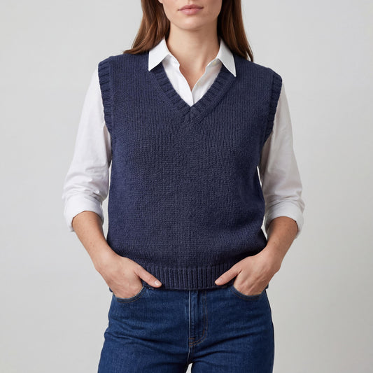 V-Neck Slipover Vest Knitting Pattern