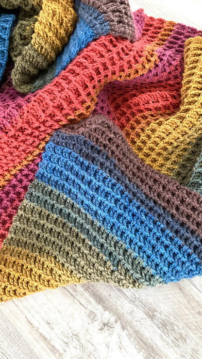 Waffle Stitch Throw Afghan Crochet Pattern