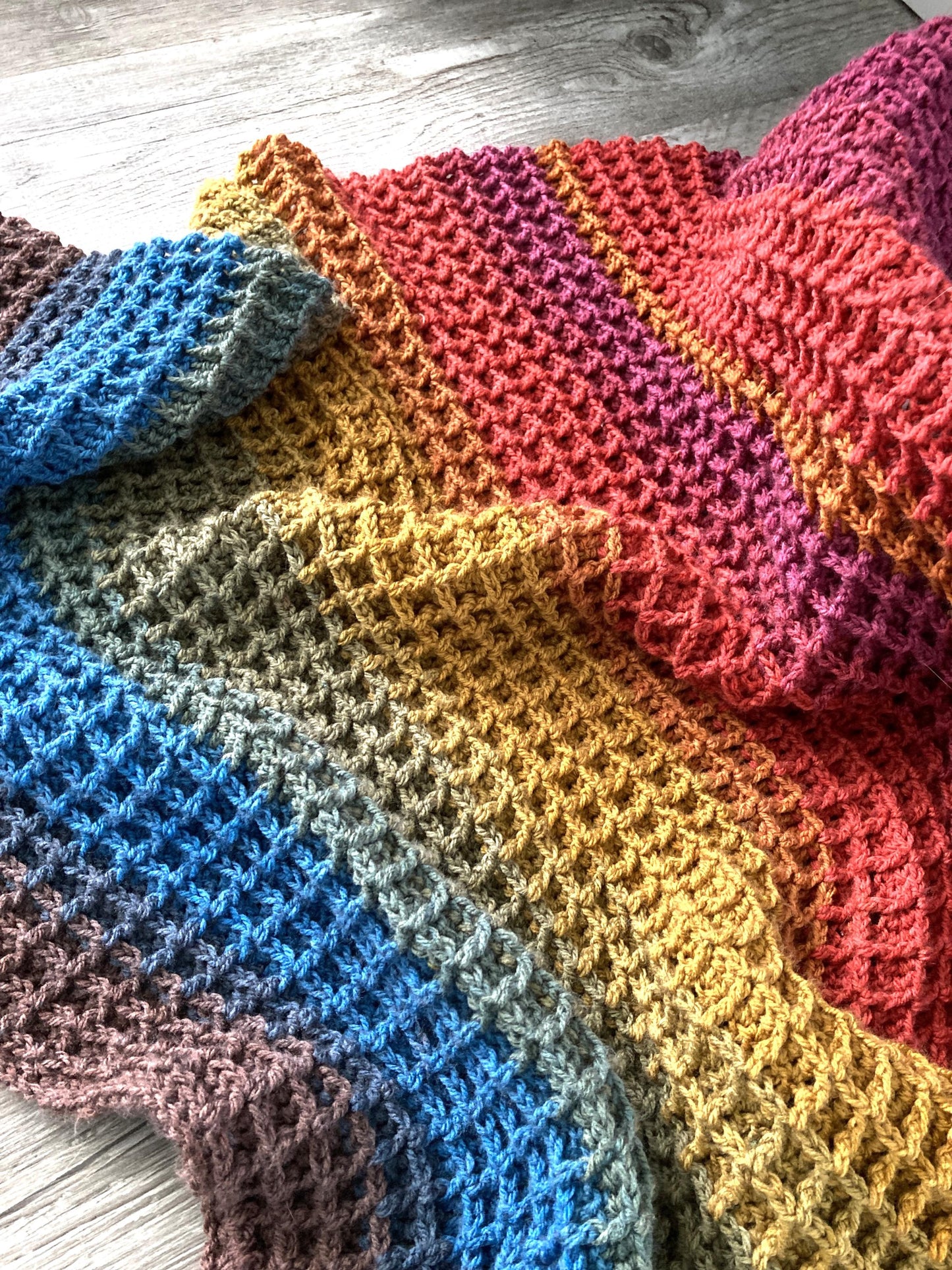 Waffle Stitch Throw Afghan Crochet Pattern