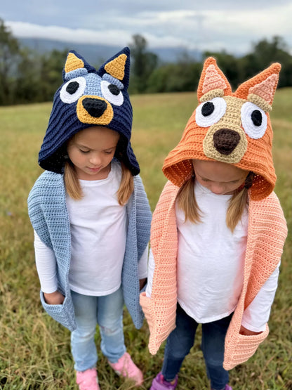 Blue/Red Heeler Hooded Scarf Crochet Pattern