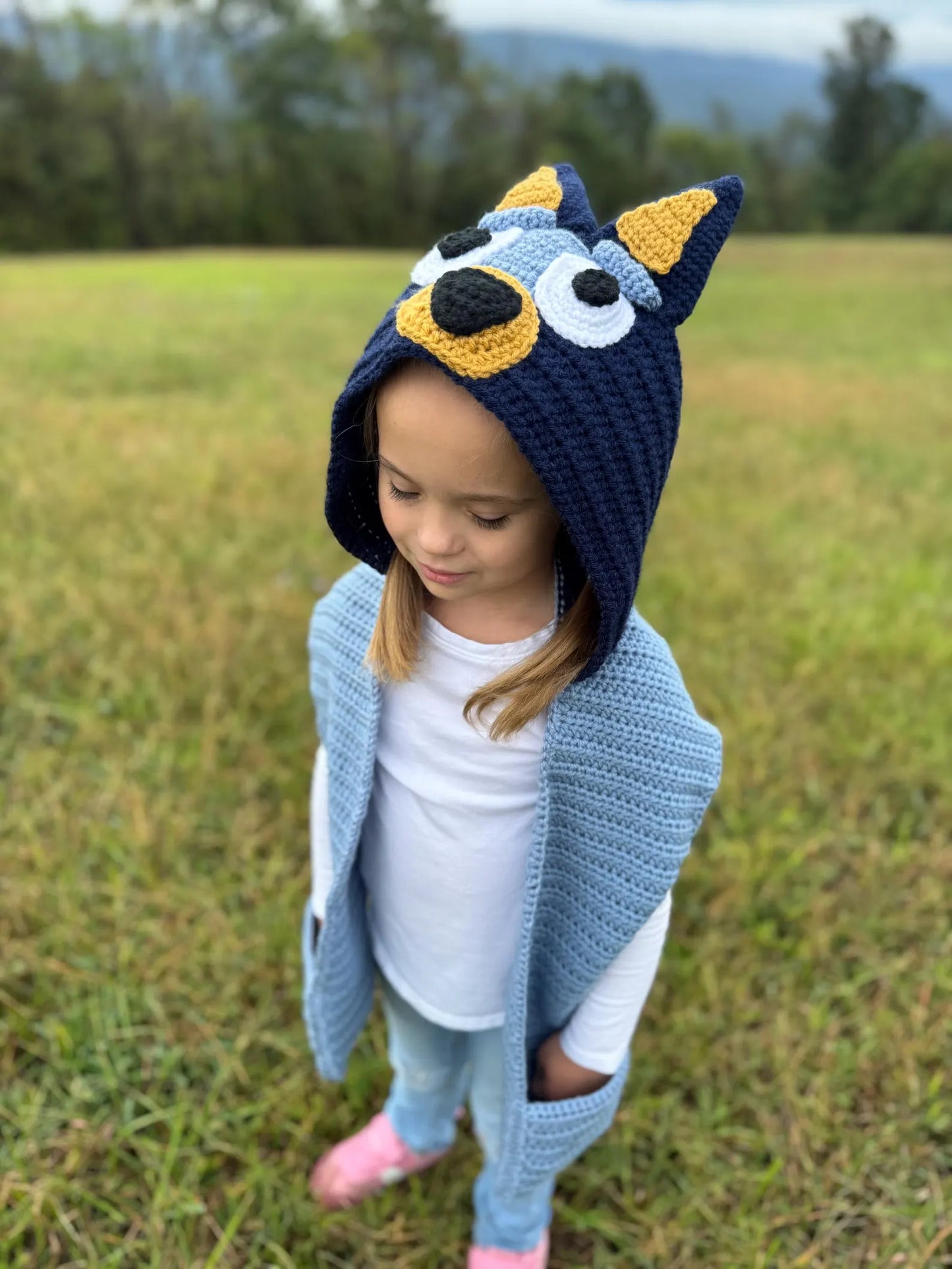 Blue/Red Heeler Hooded Scarf Crochet Pattern