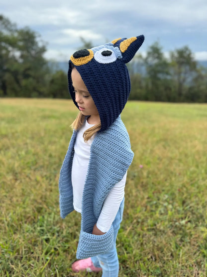 Blue/Red Heeler Hooded Scarf Crochet Pattern