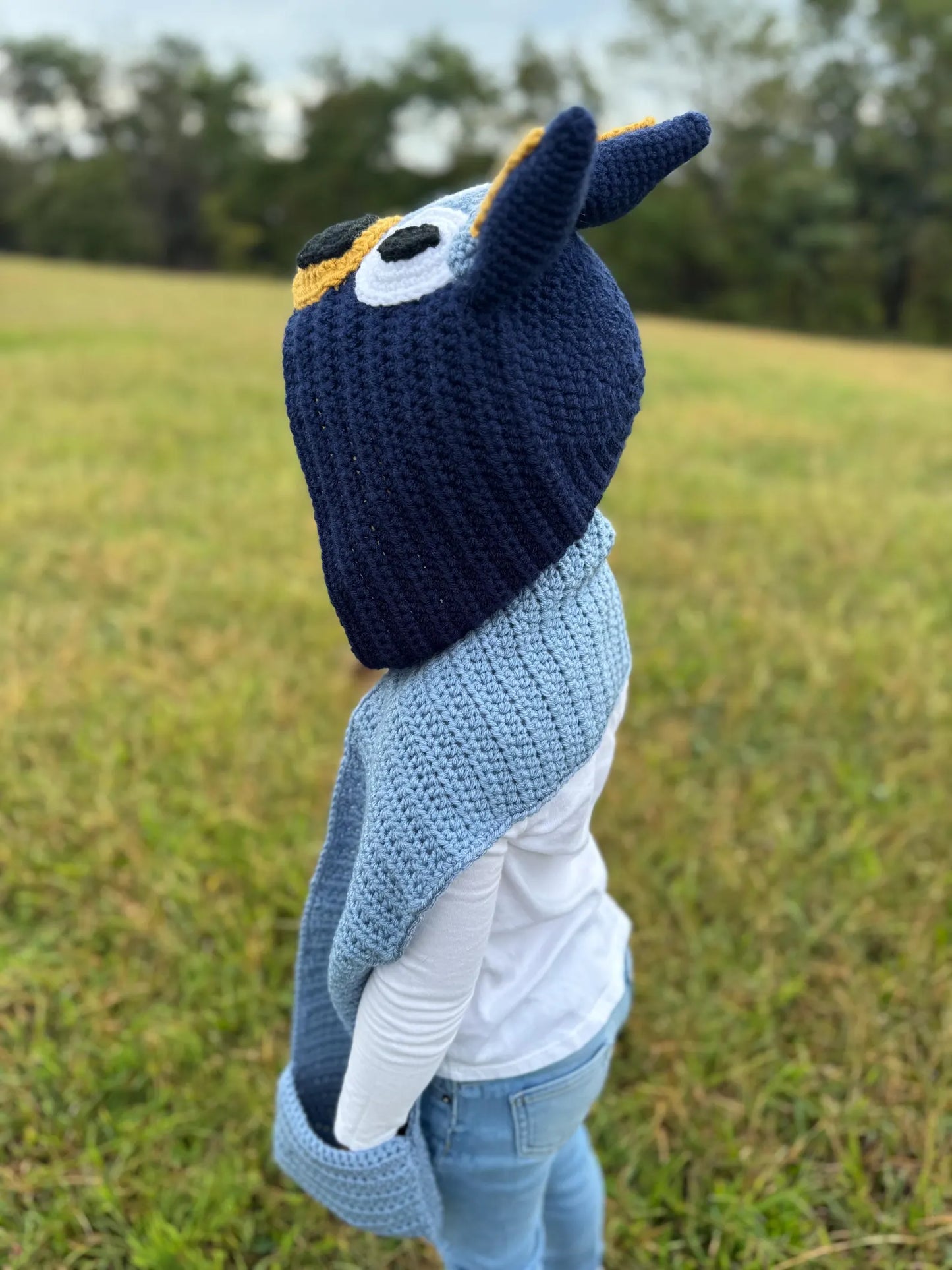 Blue/Red Heeler Hooded Scarf Crochet Pattern