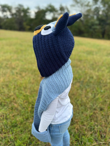 Blue/Red Heeler Hooded Scarf Crochet Pattern